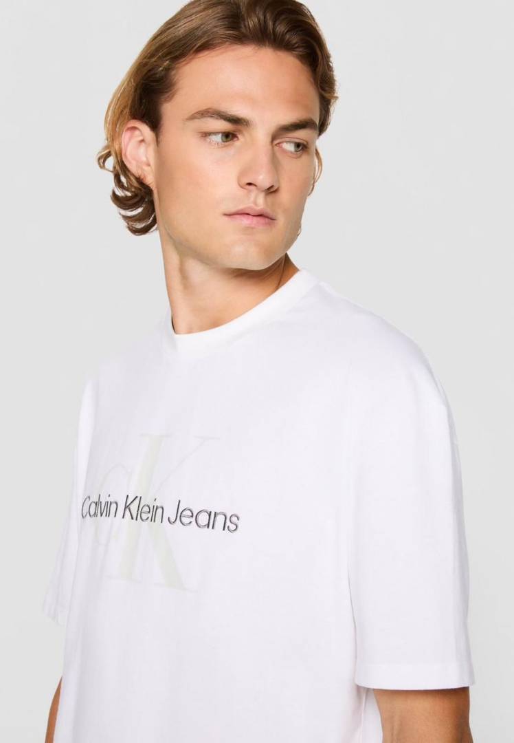 Calvin_Klein White Premium Round Neck Printed T-shirt F2664-WH
