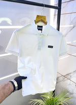 Versace Black Imported Metal Logo Collar Neck Premium Polo T-shirt F2638-BL