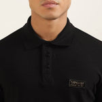 Versace Black Imported Metal Logo Collar Neck Premium Polo T-shirt F2638-BL
