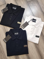 Versace Navy Imported Metal Logo Collar Neck Premium Polo T-shirt F2638-NY