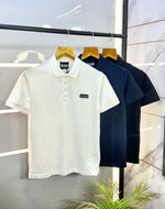 Versace Navy Imported Metal Logo Collar Neck Premium Polo T-shirt F2638-NY