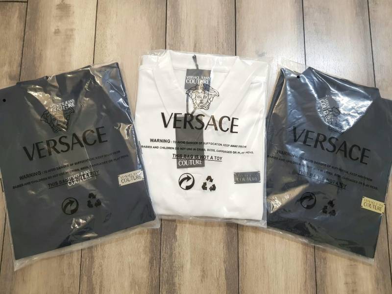 Versace Navy Imported Metal Logo Collar Neck Premium Polo T-shirt F2638-NY