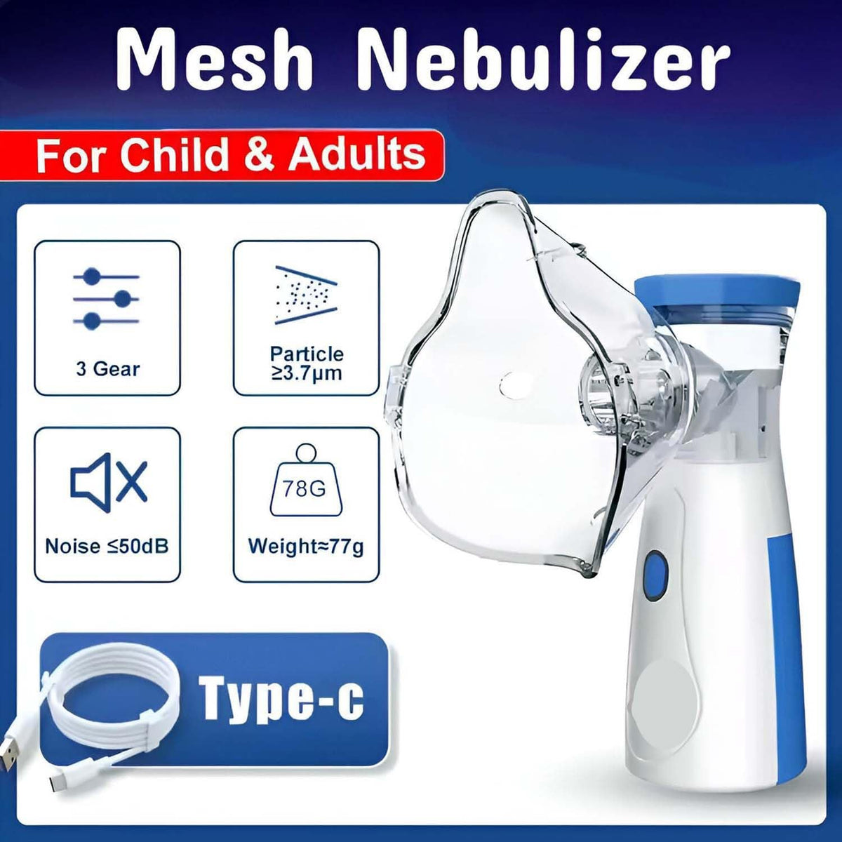 Mini Rechargeable | Portable Mesh Nebulizer Machine, For Adults and Kids, Travel and Household Use, Handheld Mesh Nebulizer For Breathing Problems (White)