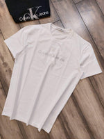 Calvin_Klein White Premium Round Neck Printed T-shirt F2664-WH